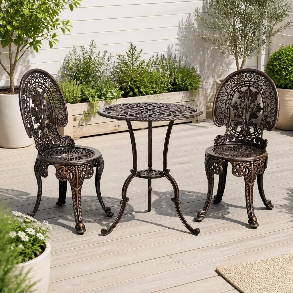 3PC Bronze Patio Bistro Set for Outdoor Dining