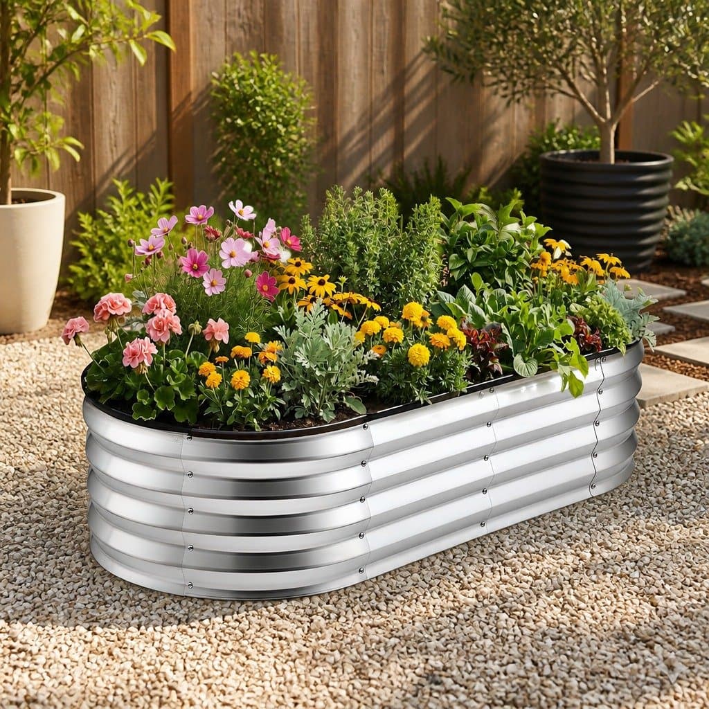 Oval Metal Planter Box for Gardening 120x60x30cm
