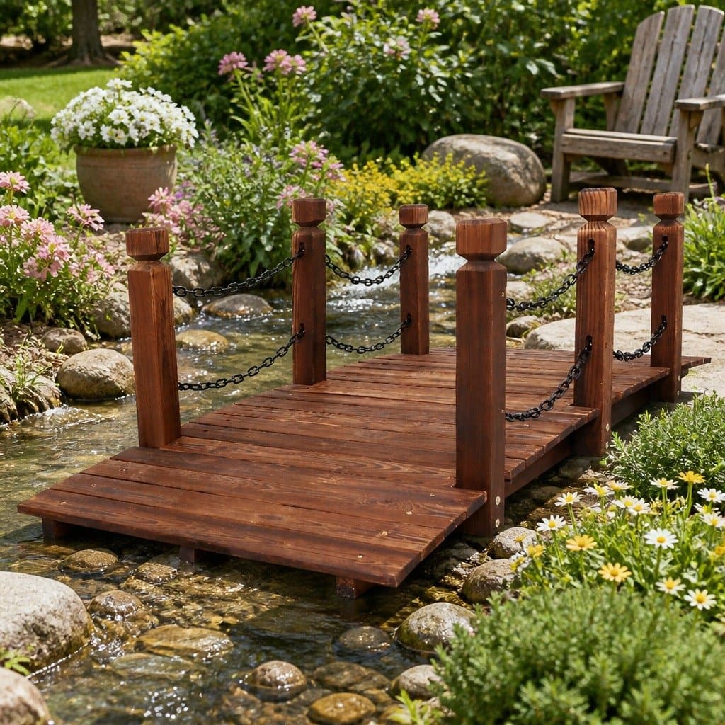 Wooden Garden Bridge for Outdoor Spaces 160cm Brown