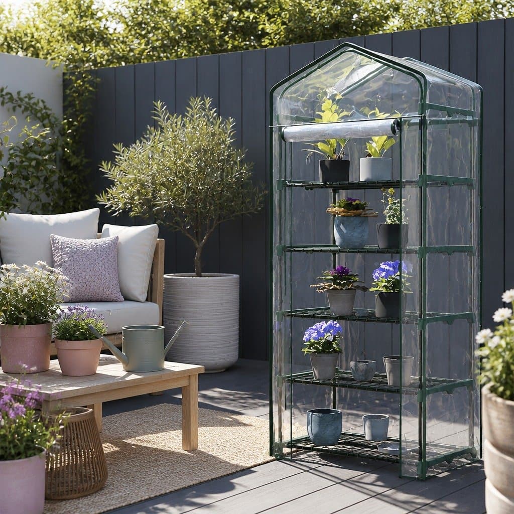 5 Tier Mini Garden Bed Planter Greenhouse with Roll-Up Door