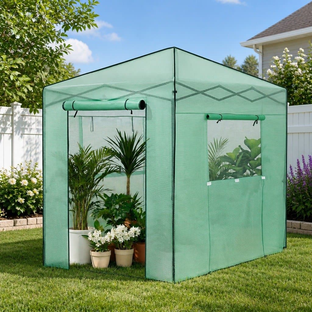 Pop-Up Greenhouse with Steel Frame 180x240x240cm