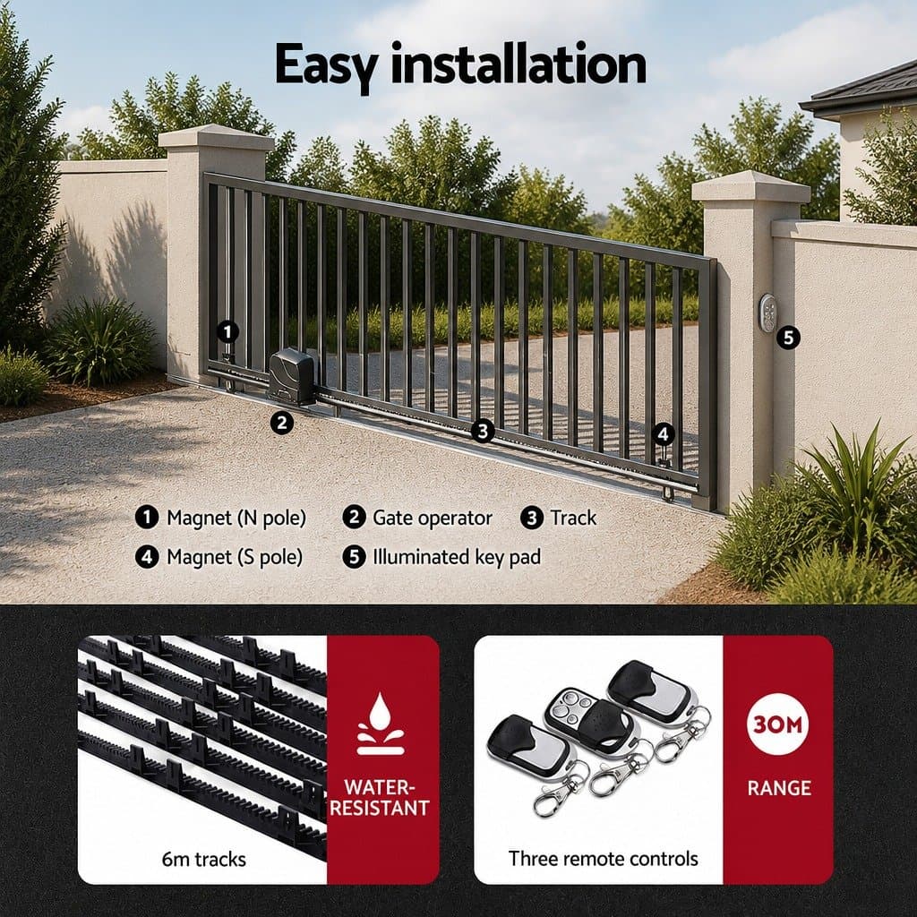 Solar Sliding Gate Opener Kit 6M 600KG