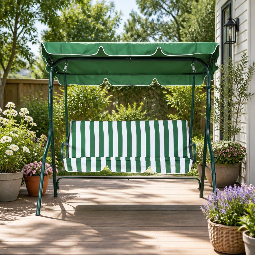 3-Seater Outdoor Swing Chair with Adjustable Canopy