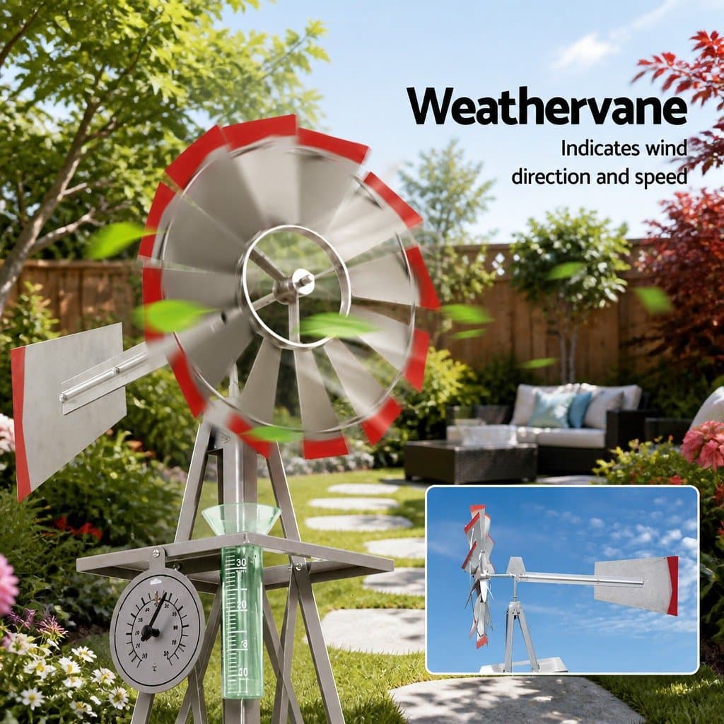 6FT Garden Windmill with Weathervane