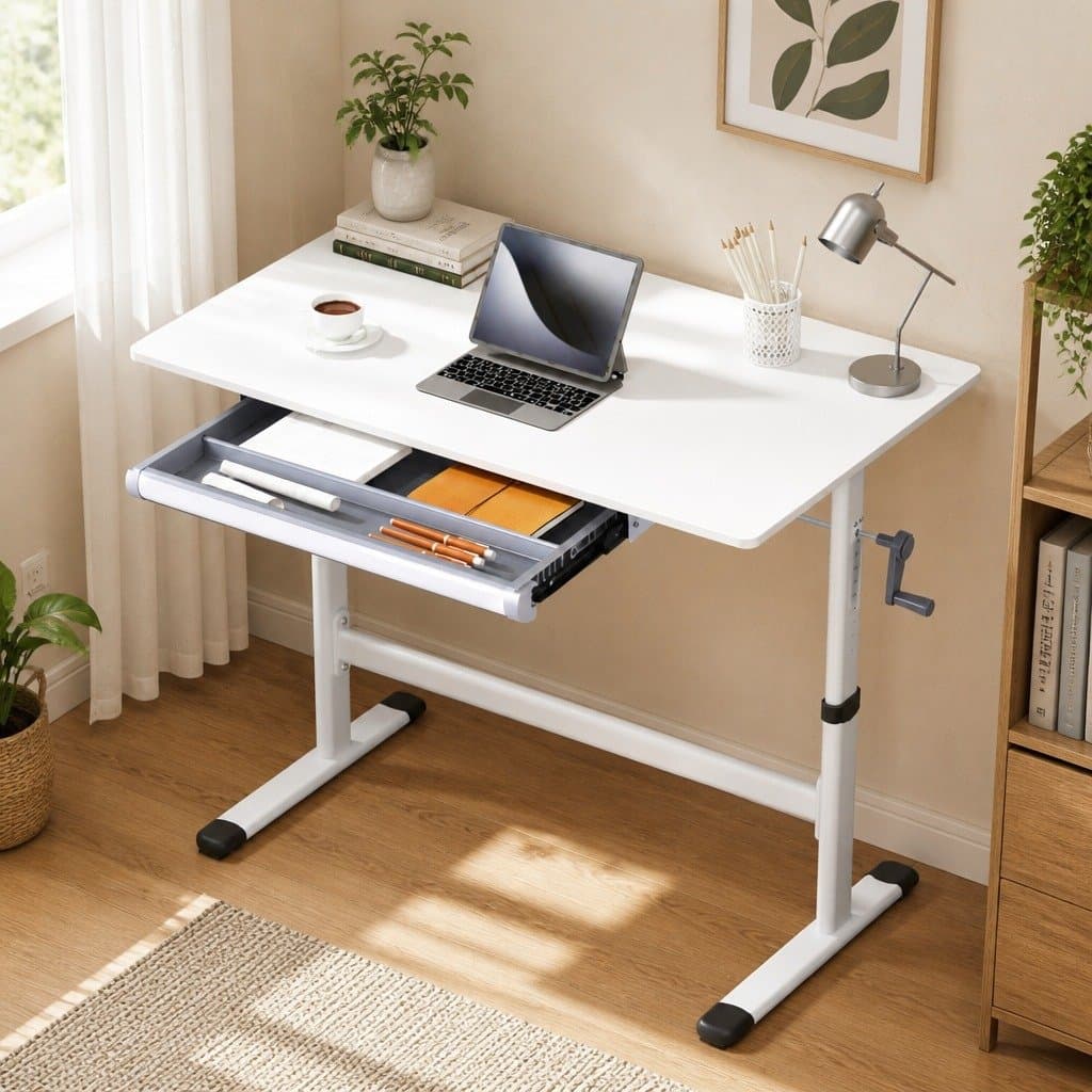 Adjustable Standing Desk 100CM White Workstation