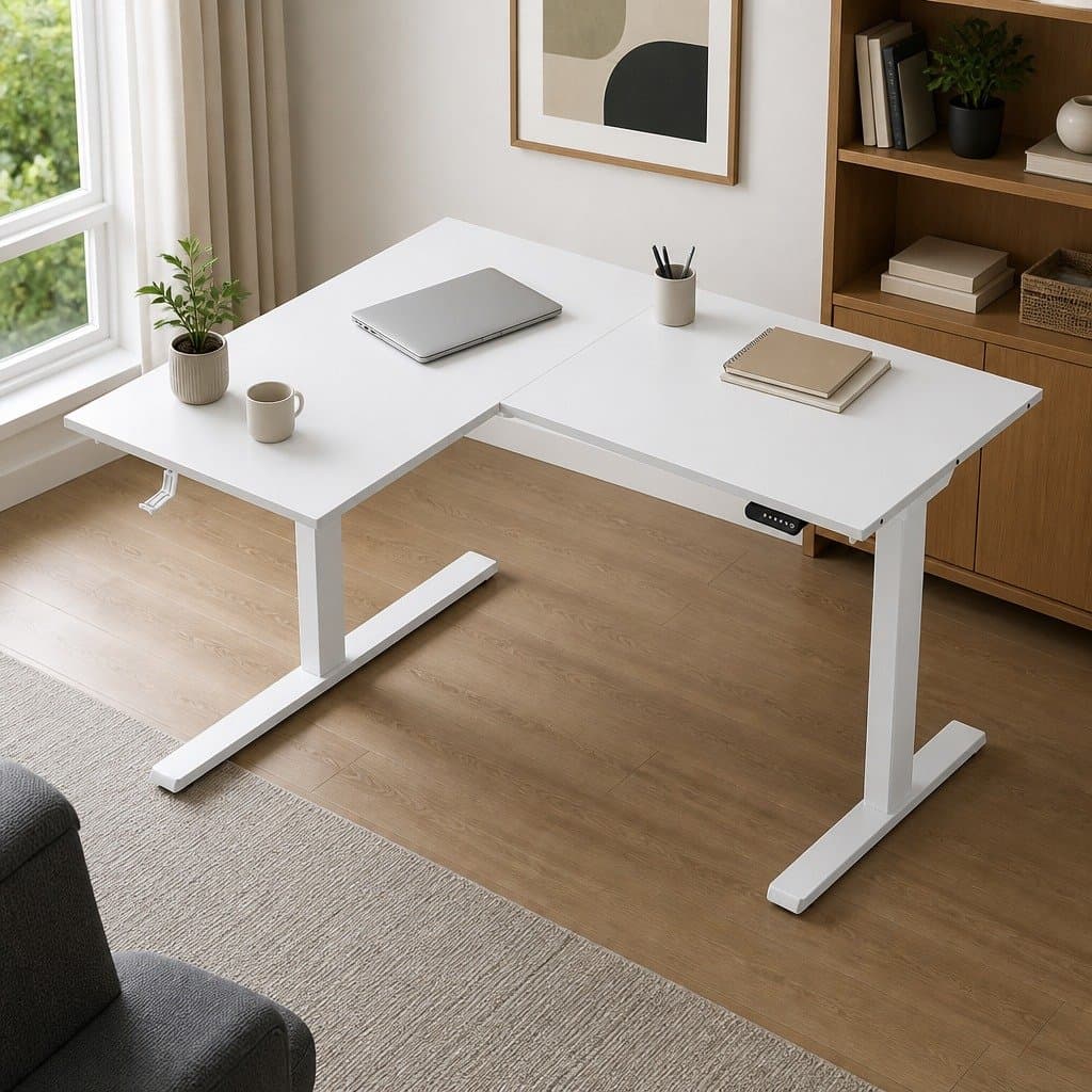 L-Shape Electric Standing Desk with Motorised Height Adjustment