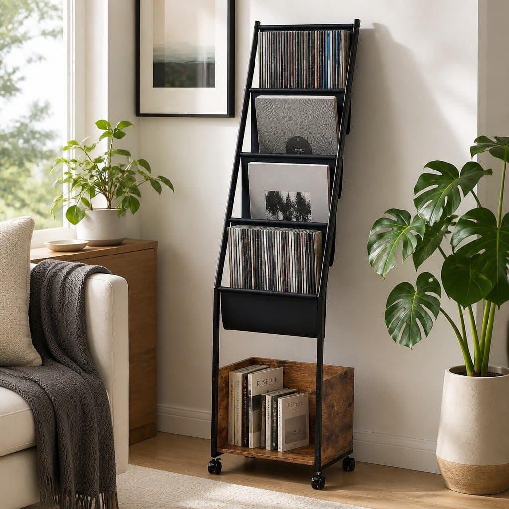 4-Tier Vinyl Record Storage Stand with Durable Build