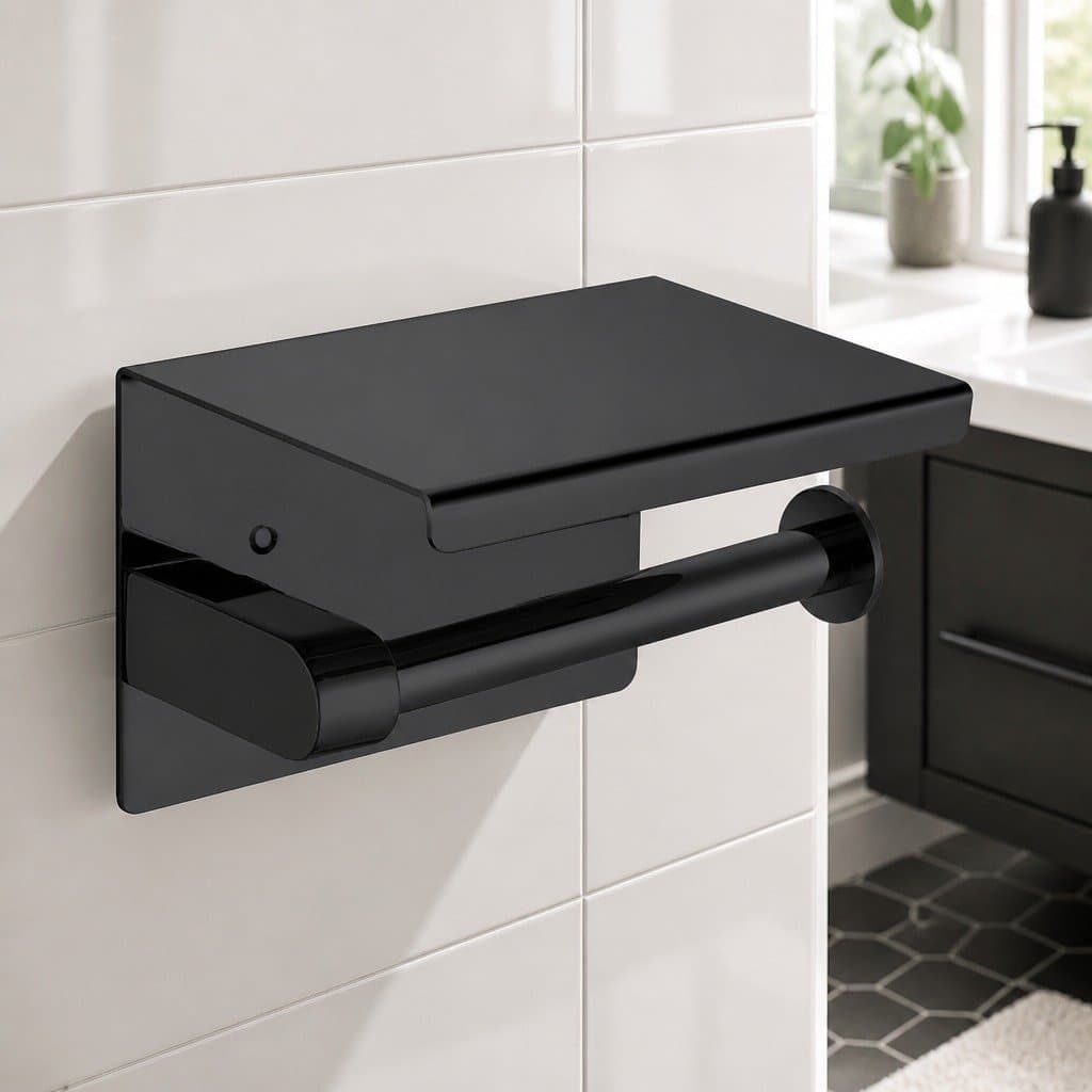 Wall-Mounted Black Toilet Paper Holder