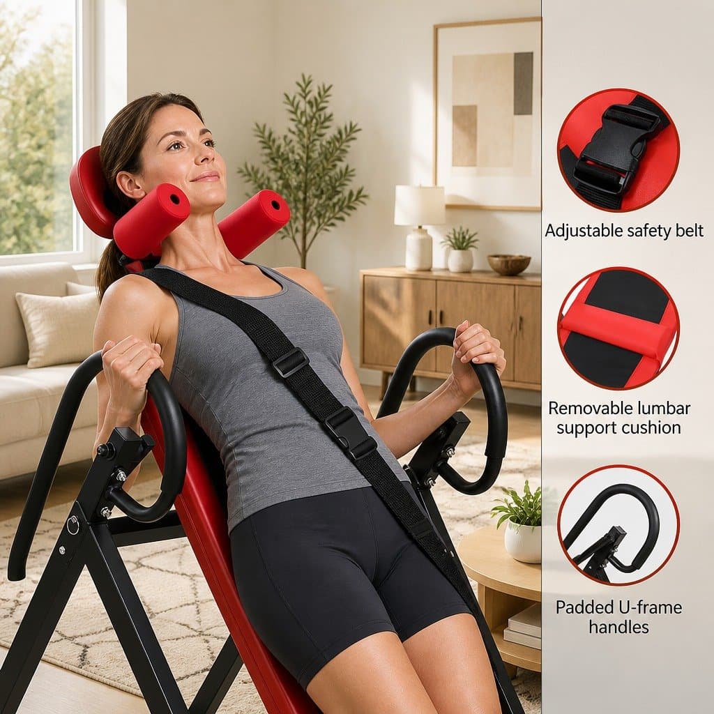 Inversion Table Gravity Exercise Back Stretcher Foldable Home Gym Equipment