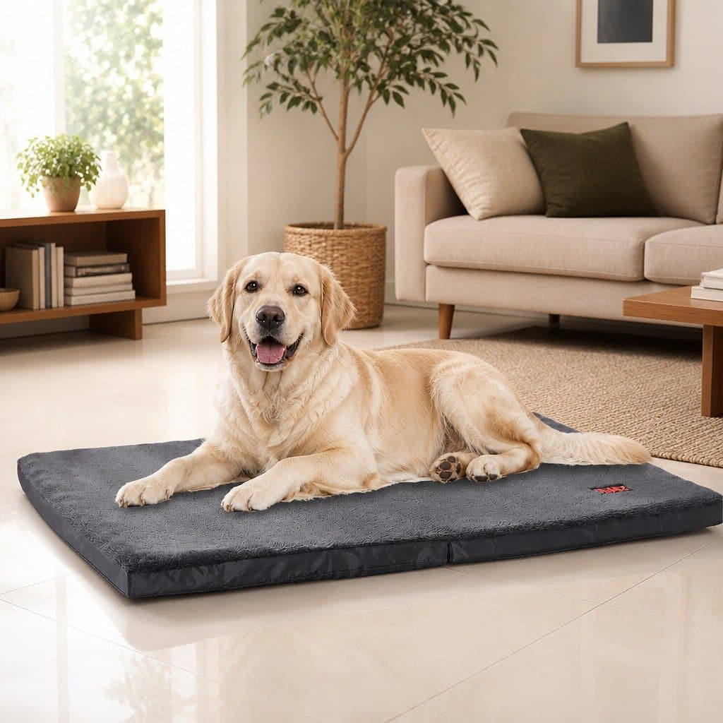 X-Large Grey Foldable Pet Bed for Dogs and Puppies