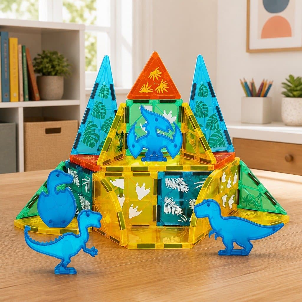 Dinosaur Themed Magnetic Building Blocks for Kids