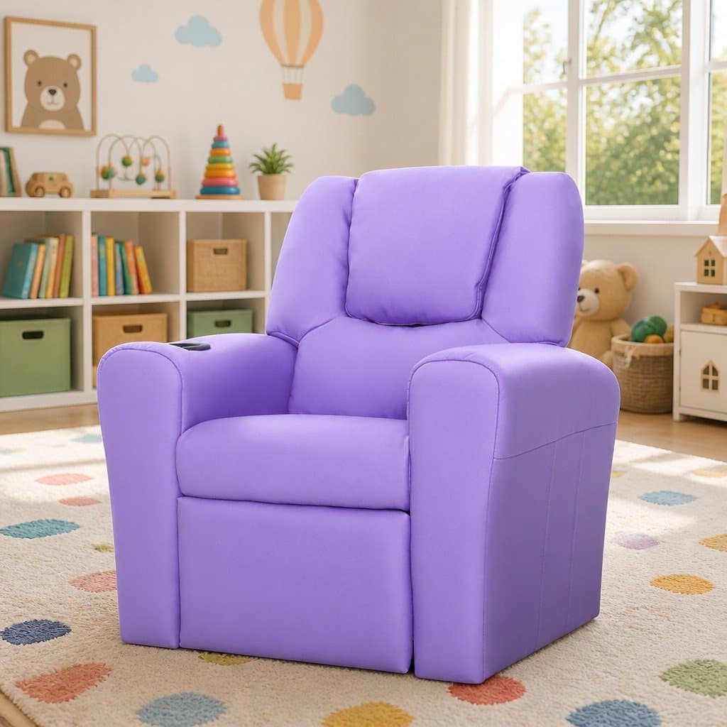 Kids Recliner Chair in Purple PU Leather