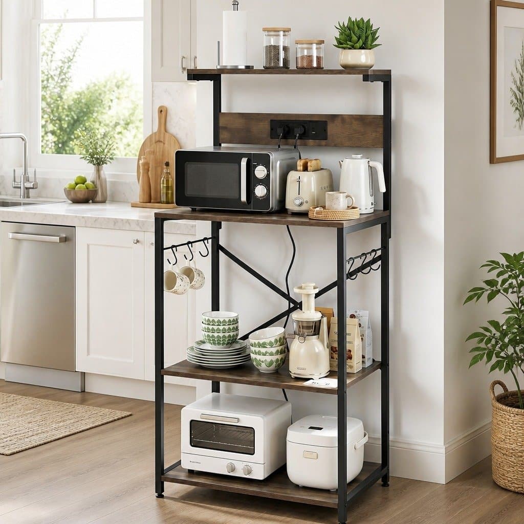 4-Tier Kitchen Storage Rack with Power Outlets