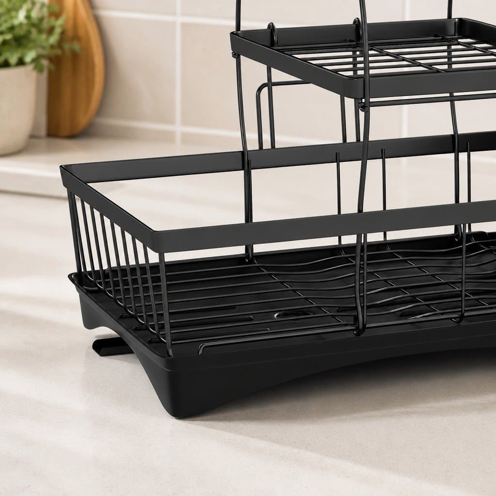 3 Tier Dish Drying Rack with Cutlery and Cup Holders
