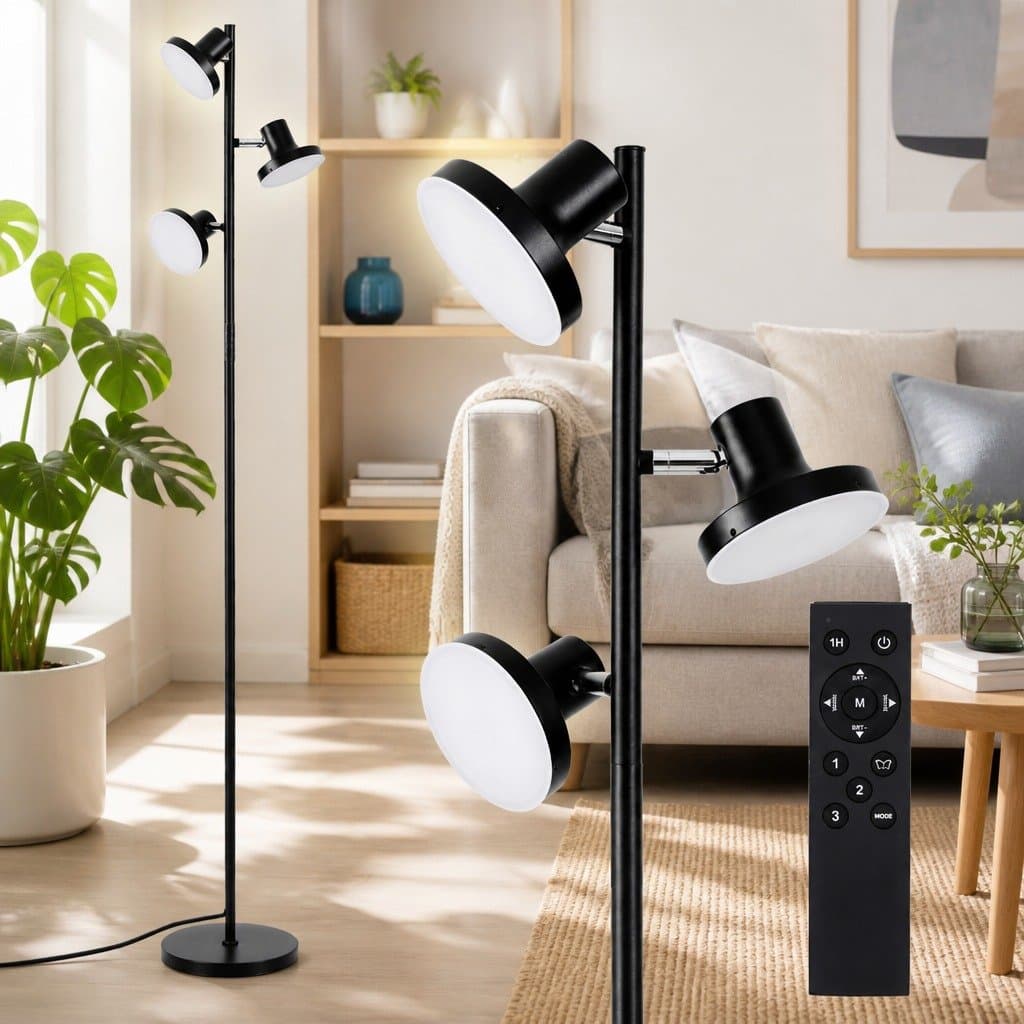 RGB LED Floor Lamp with 3 Adjustable Heads