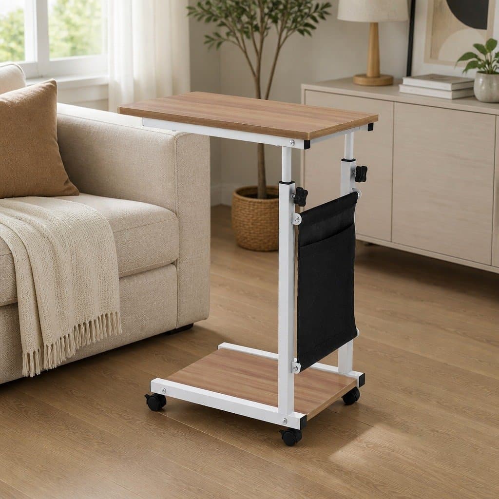 Height Adjustable Mobile Laptop Desk with Castor Wheels