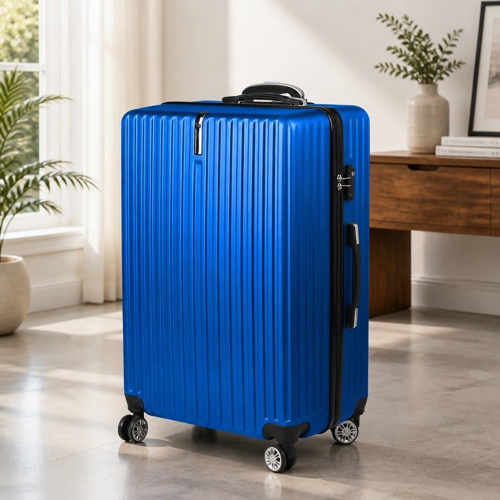 28 Inch Blue Hard Shell Luggage with Spinner Wheels