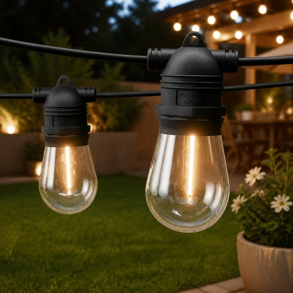 91m Festoon String Lights with 100 Bulbs Warm White
