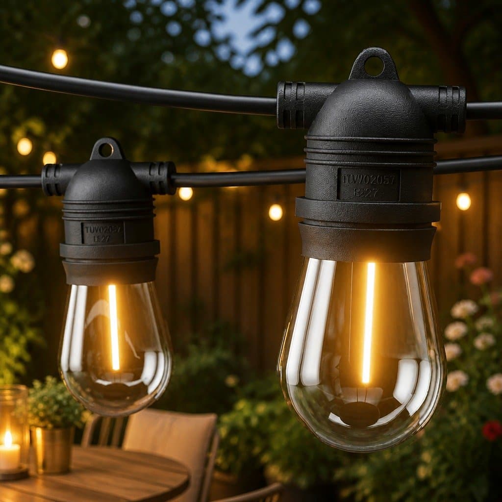 37m Festoon String Lights with 40 Warm White Bulbs