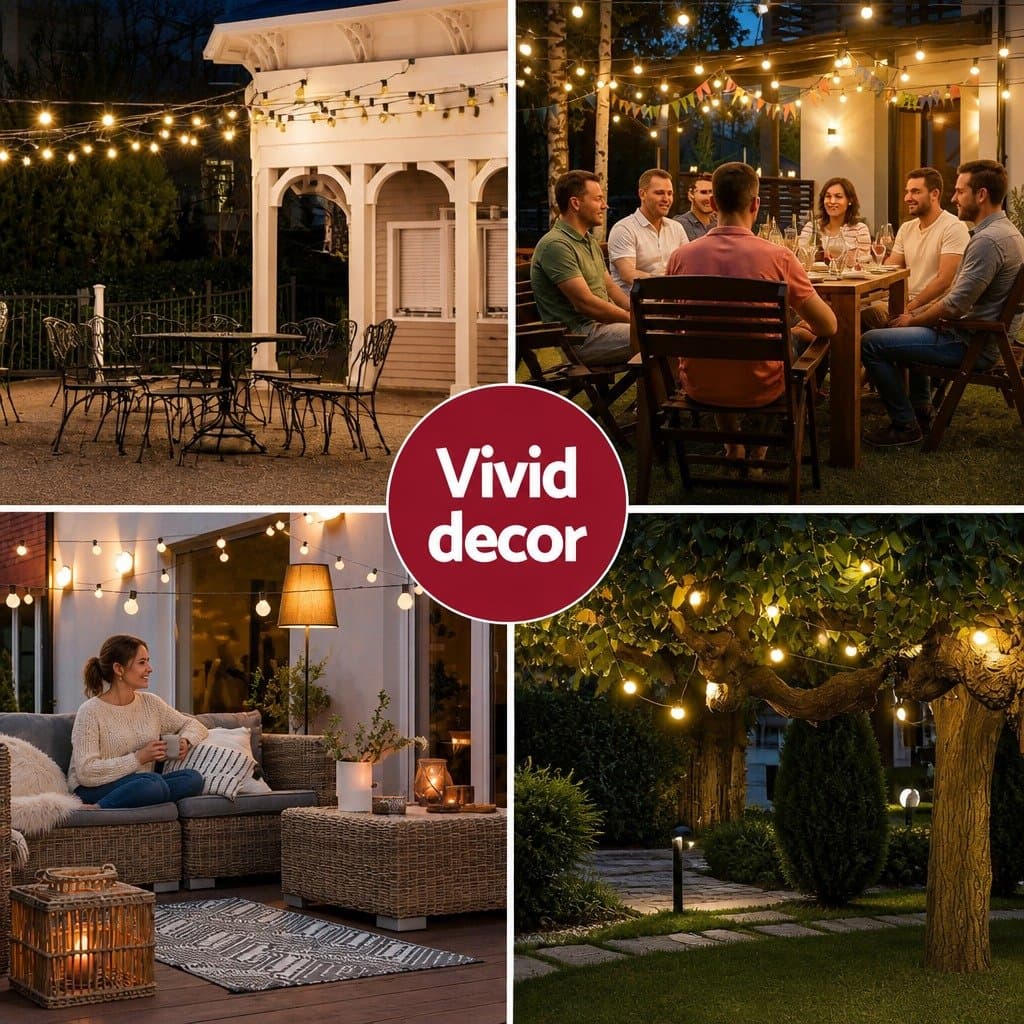 37m Festoon String Lights with 40 Warm White Bulbs