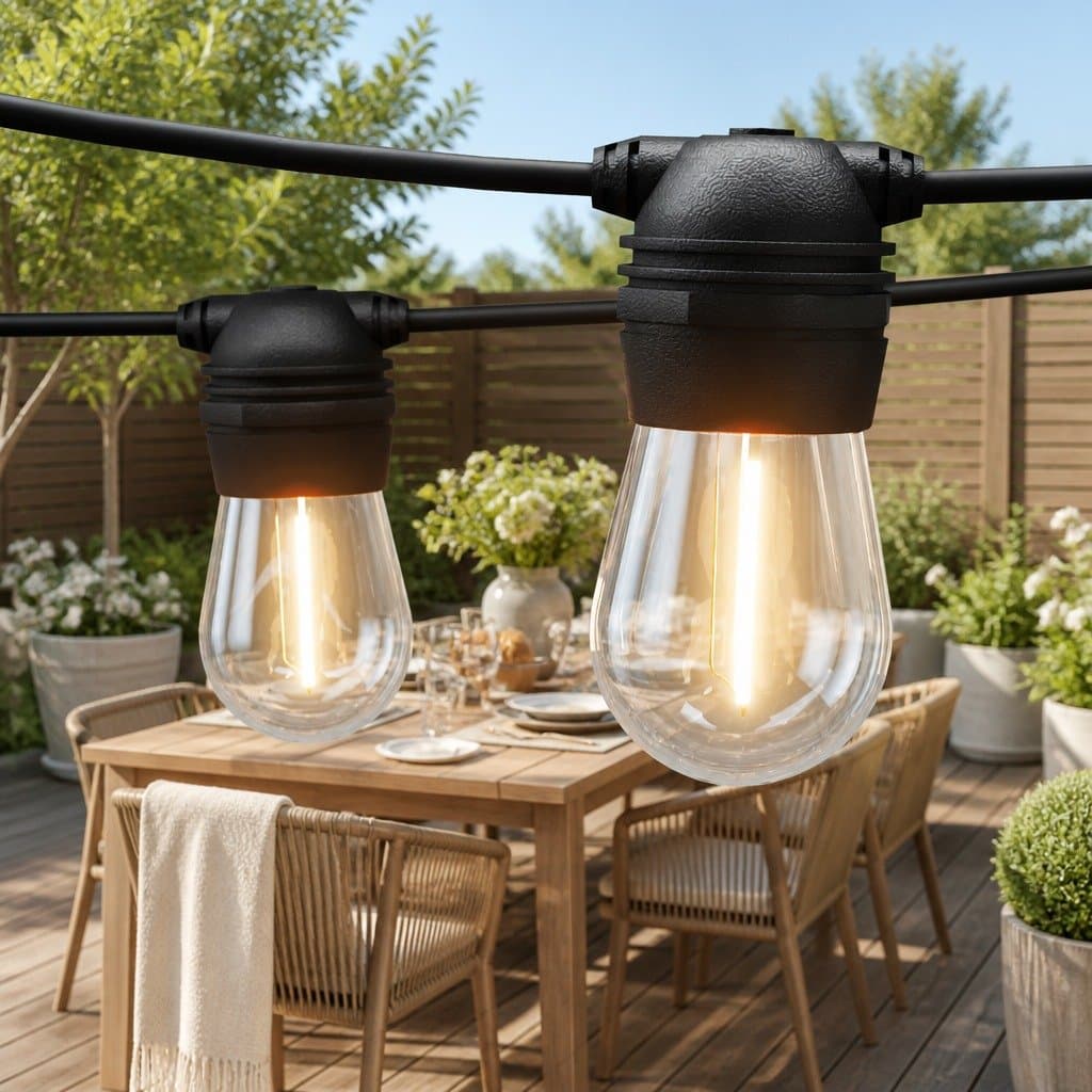 Solar Festoon String Lights Outdoor LED Warm White Christmas Party Decoration