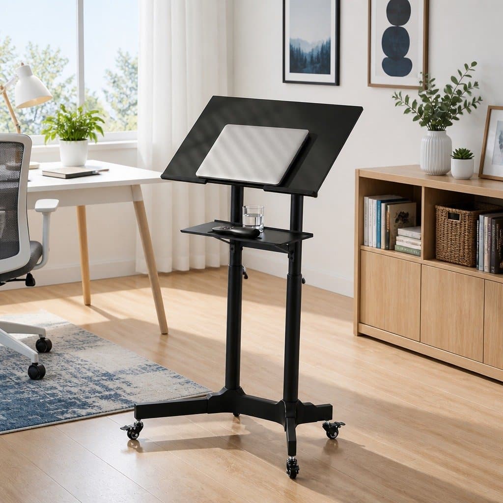 Mobile Lectern Stand with Adjustable Height