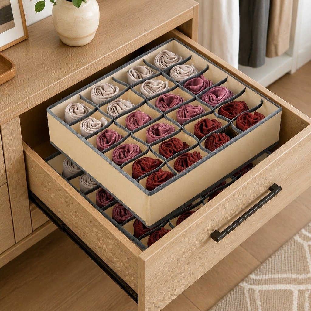 Fabric Drawer Organizer Boxes Set of 2