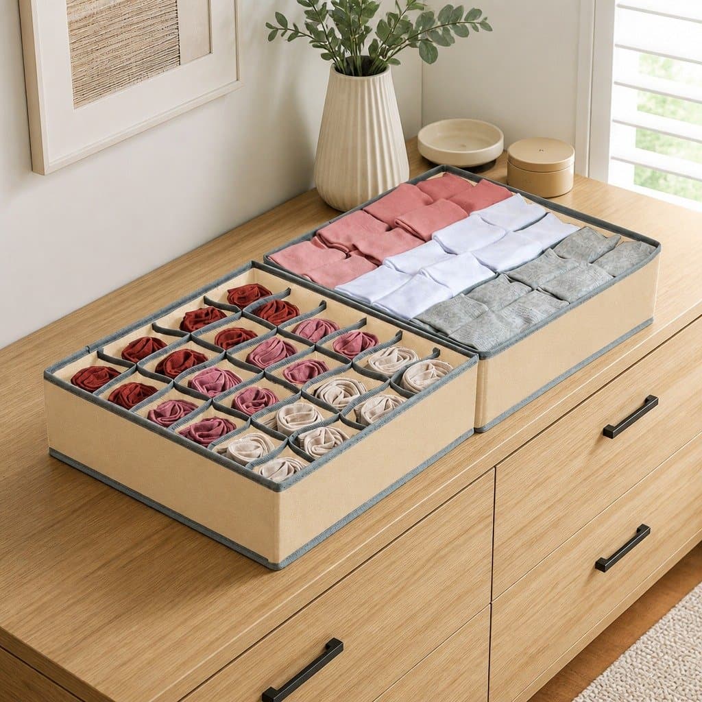 Fabric Drawer Organizer Boxes Set of 2