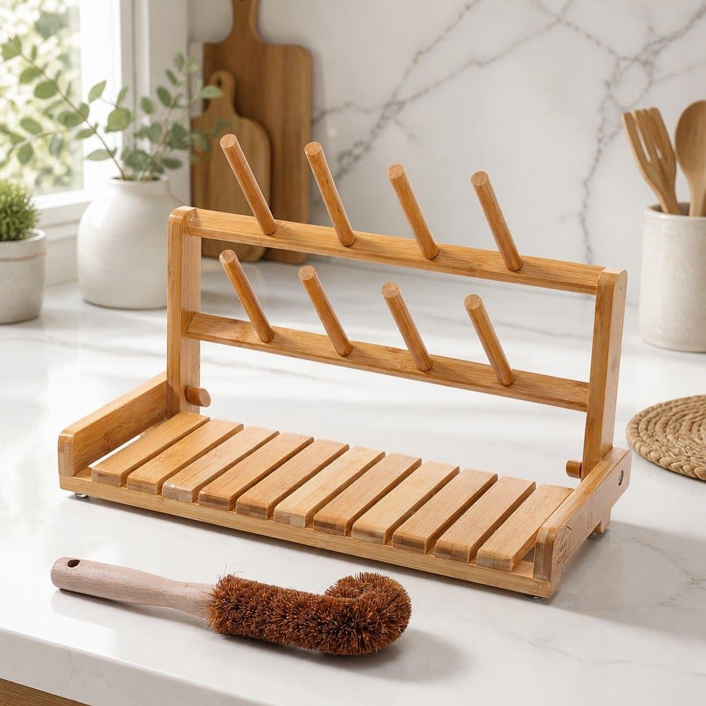 Bamboo Baby Bottle Drying Rack for Countertops