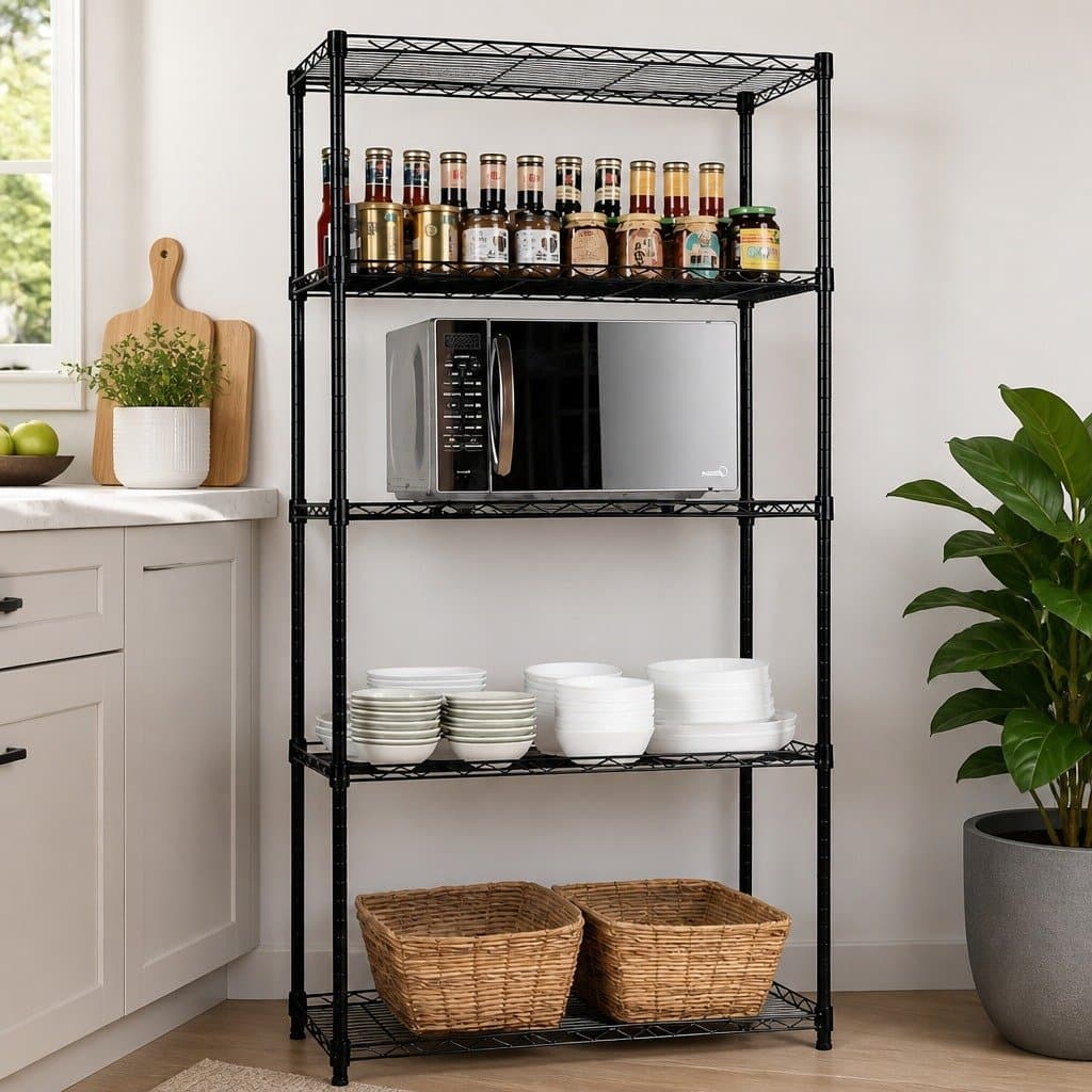5-Tier Adjustable Metal Storage Shelves Wire Rack Organizer Kitchen Pantry