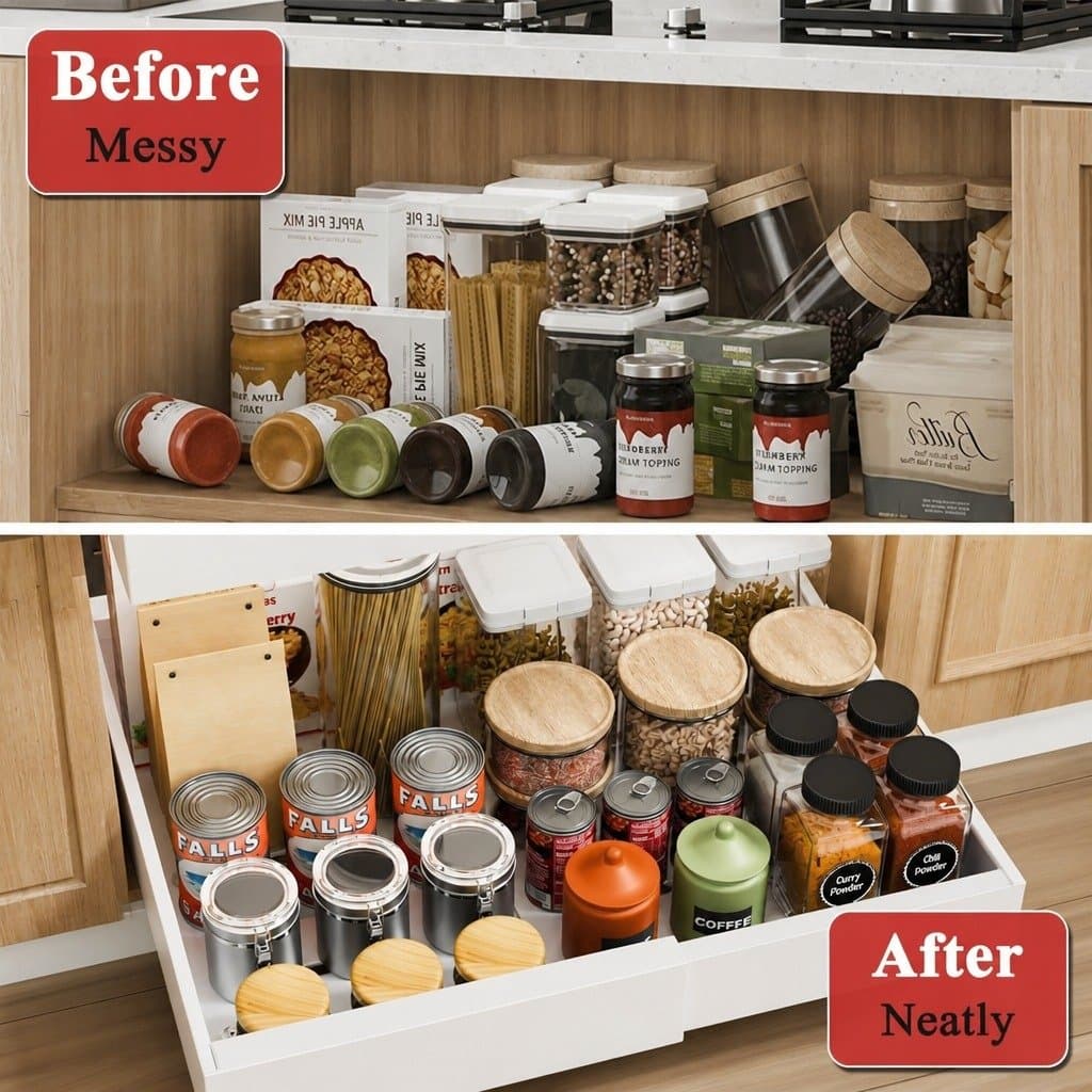 Expandable Pull Out Cabinet Organizer 2 Pack for Kitchens