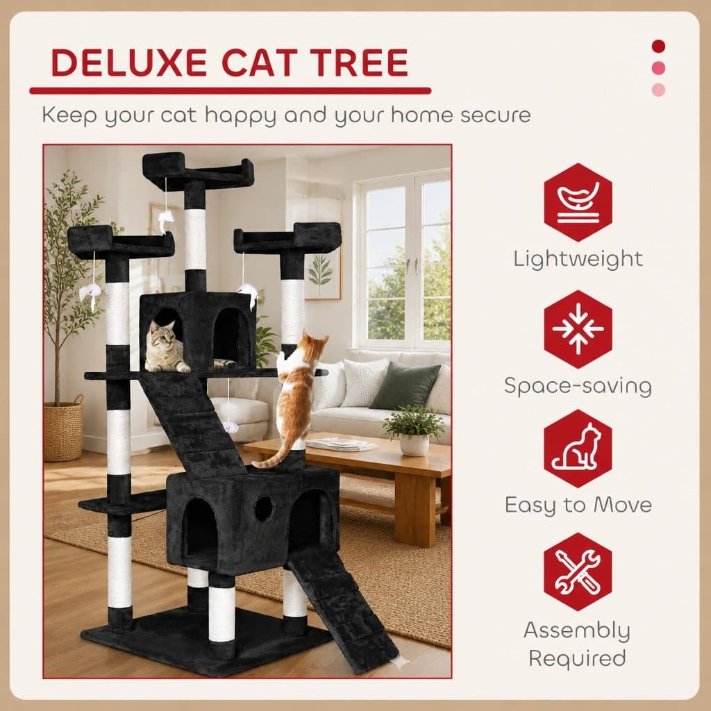 Multi-Level 180cm Cat Tree Tower with Dual Condos