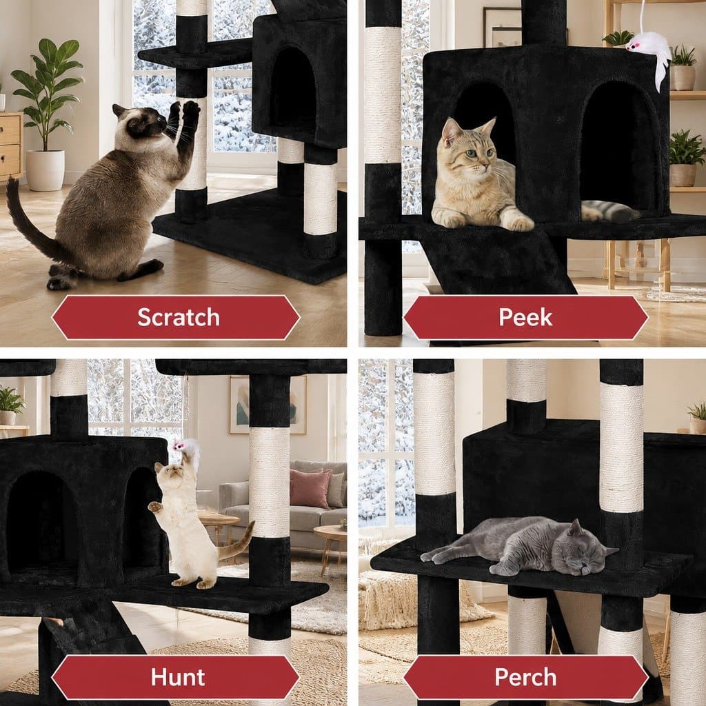 Multi-Level 180cm Cat Tree Tower with Dual Condos