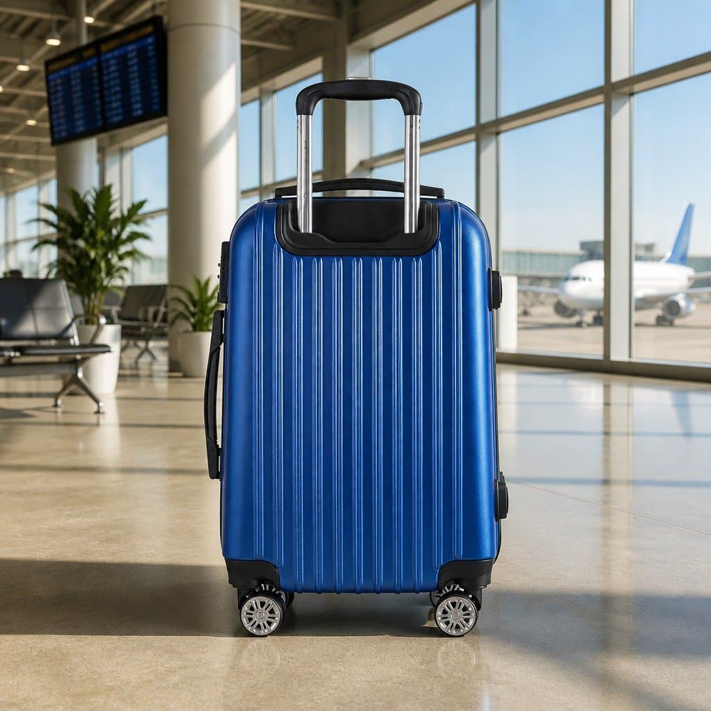 28" Blue Hard Shell Travel Suitcase with Spinner Wheels