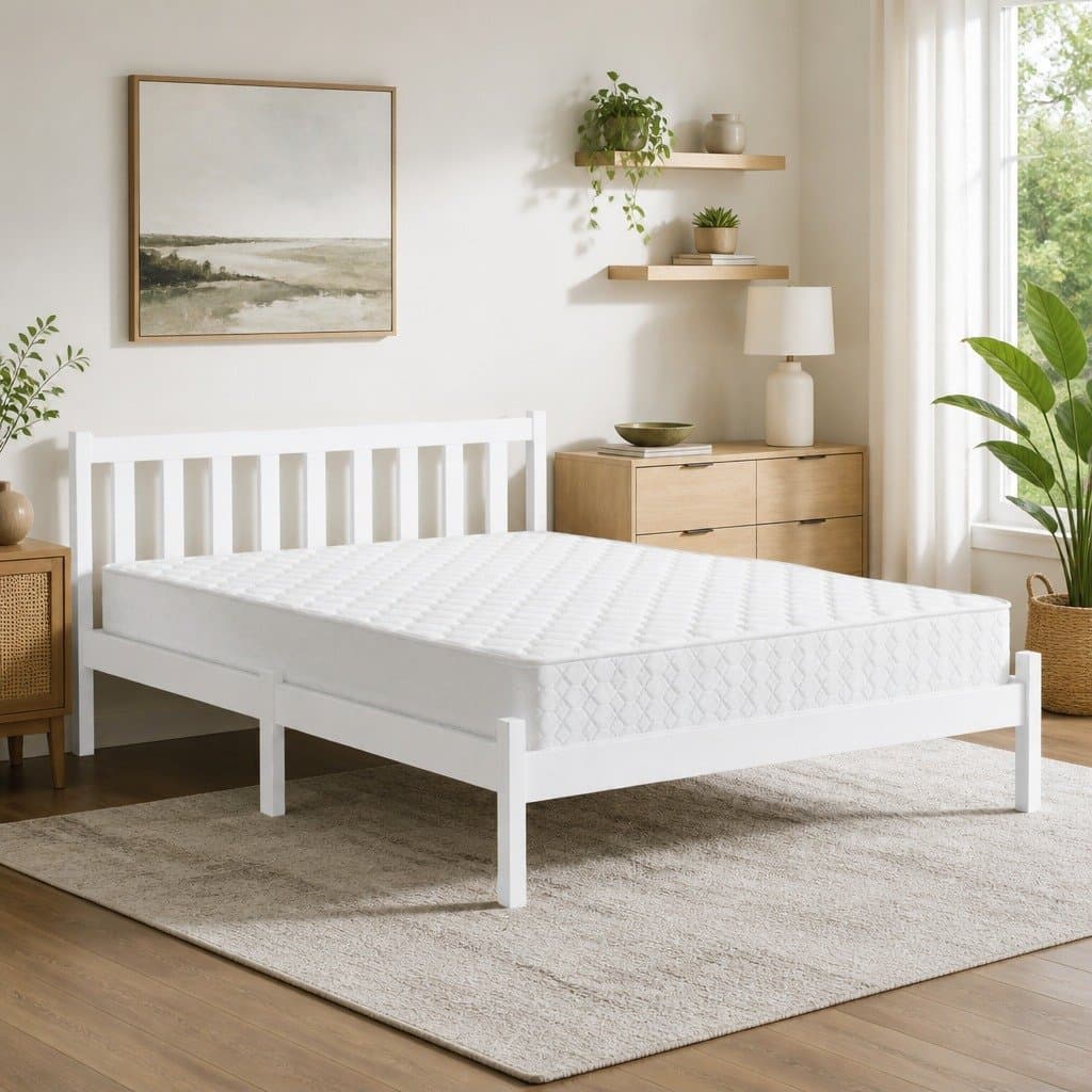 Double Mattress with Solid Pine Bed Frame