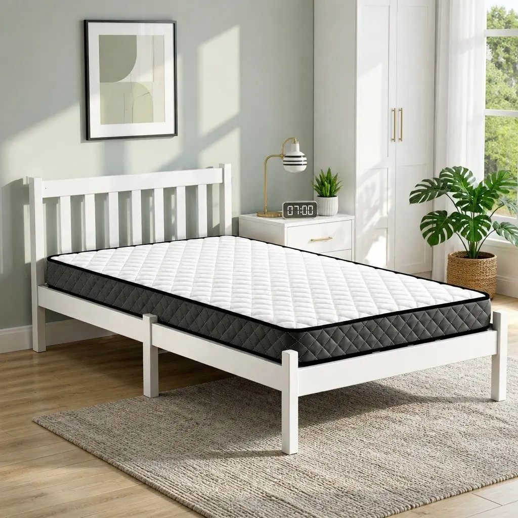Single Mattress and Bed Frame Set in White Pine