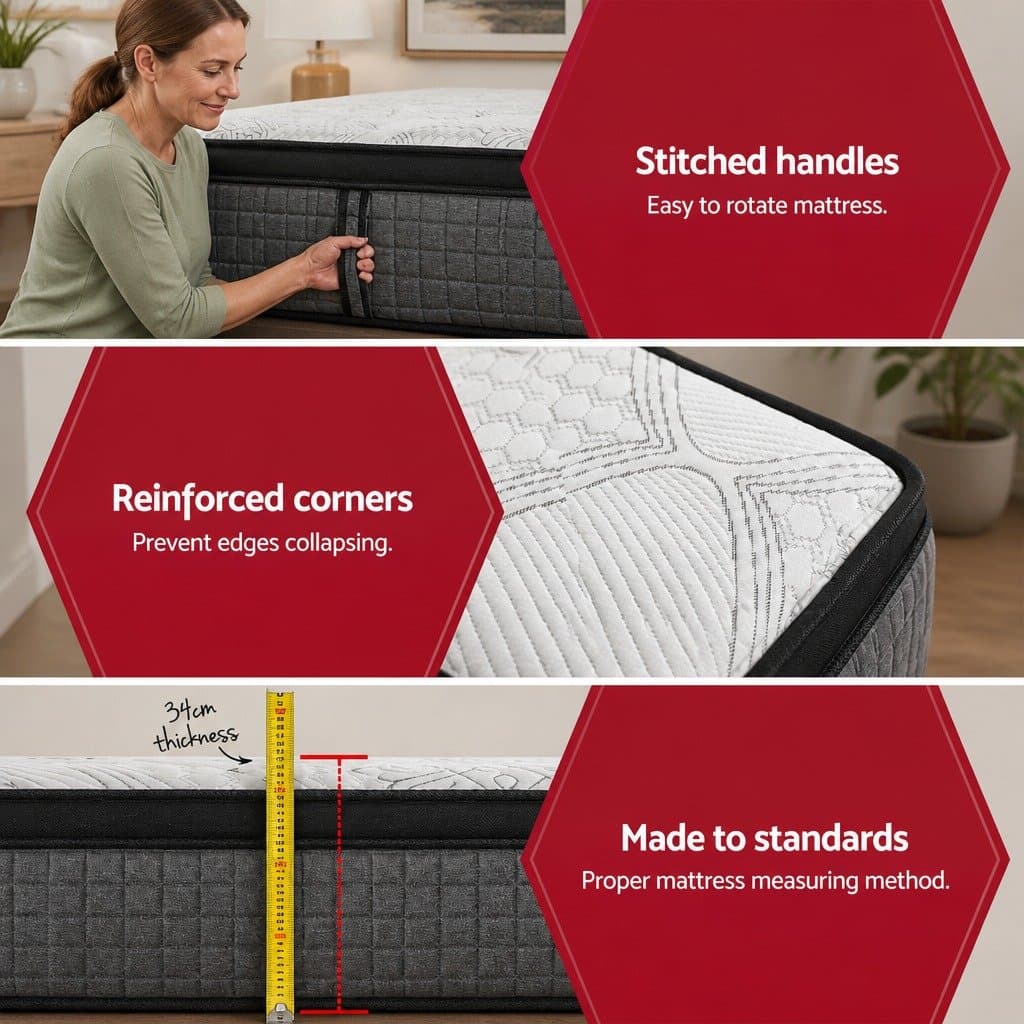 34cm Euro Top Double Mattress with 9 Zone Pocket Springs