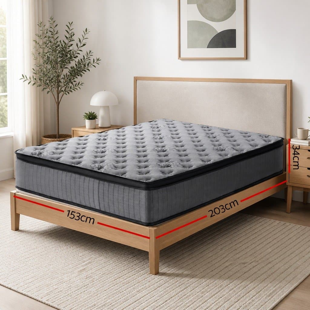Euro Top Queen Mattress 34cm Medium Firm Support