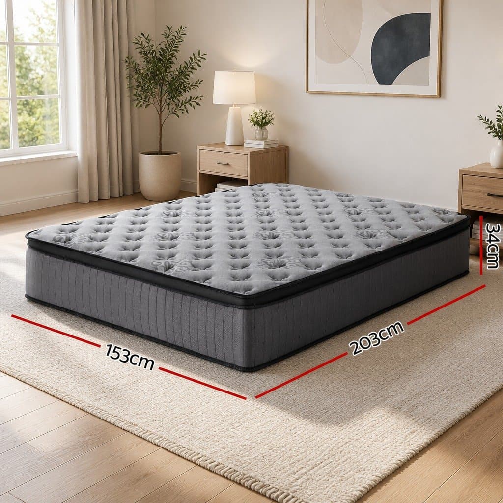 Euro Top Queen Mattress 34cm Medium Firm Support