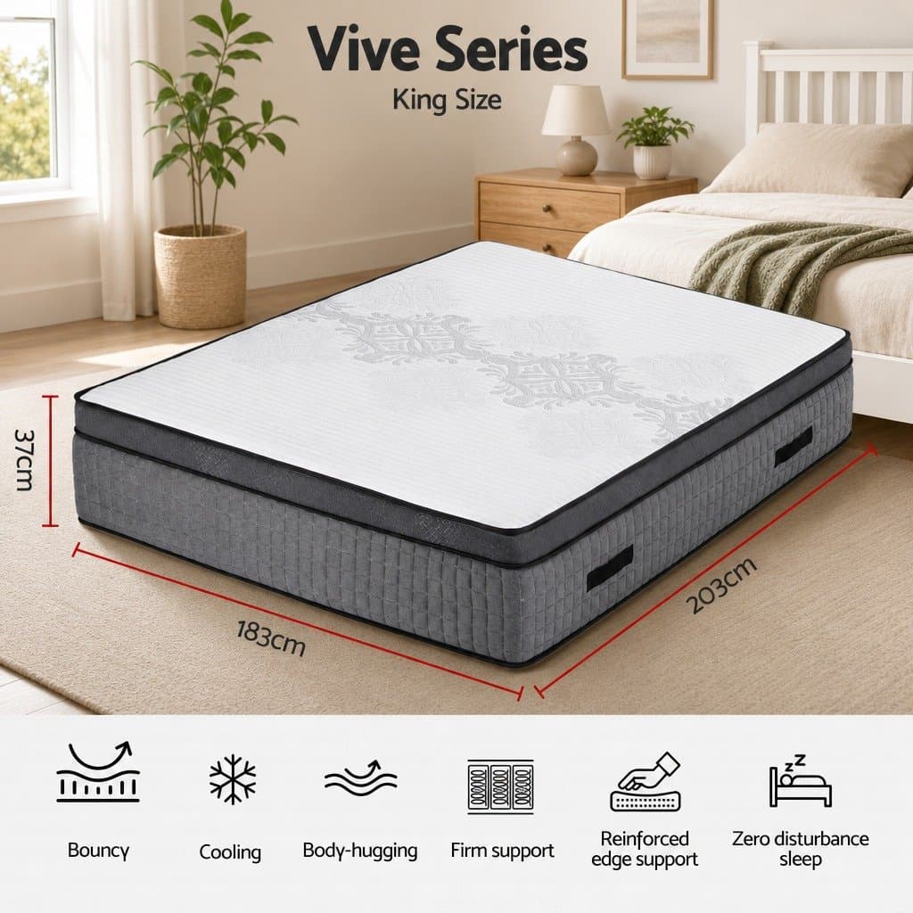 King Size Mattress 37cm with Cooling Gel & Dual Zones