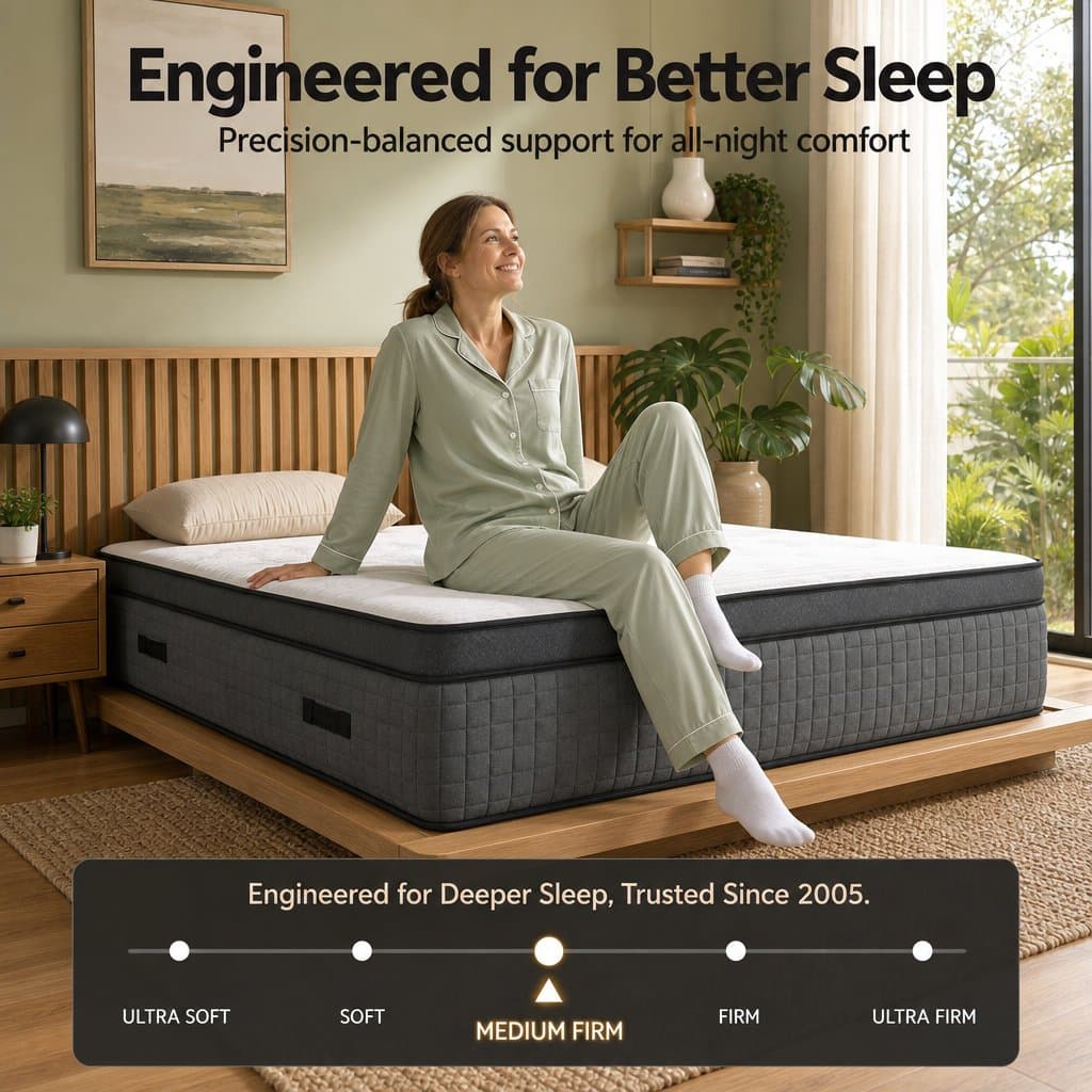 King Size Mattress 37cm with Cooling Gel & Dual Zones