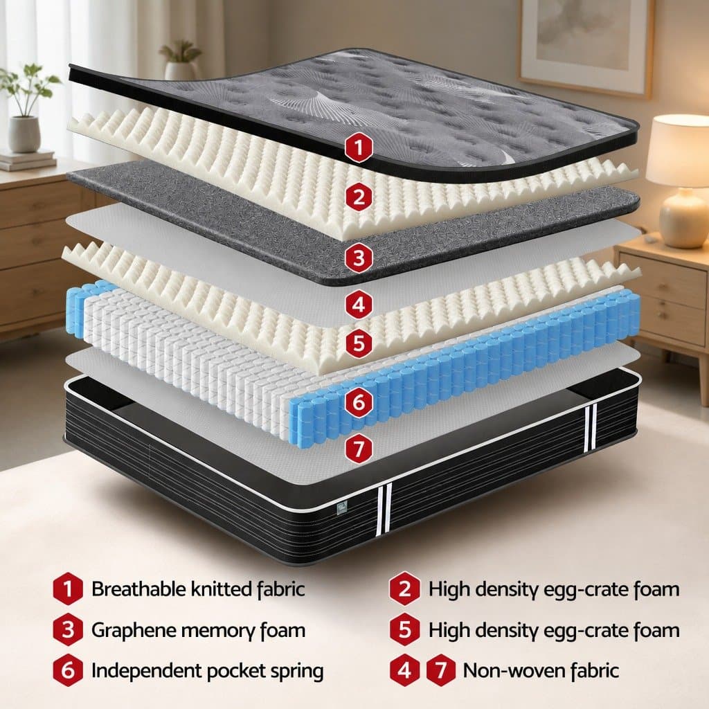 Euro Top Single Mattress 35cm with Graphene Memory Foam