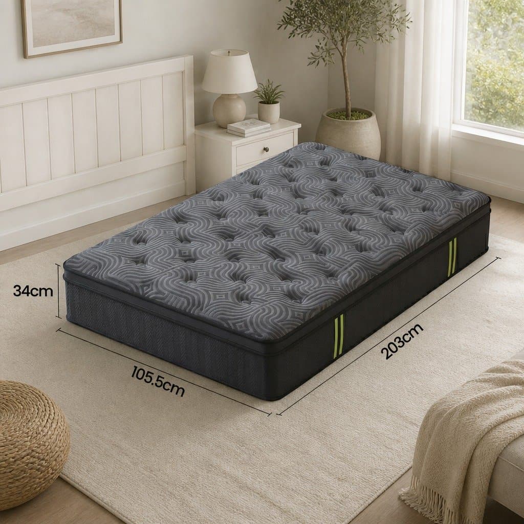34cm King Single Mattress with Hybrid Pocket Springs