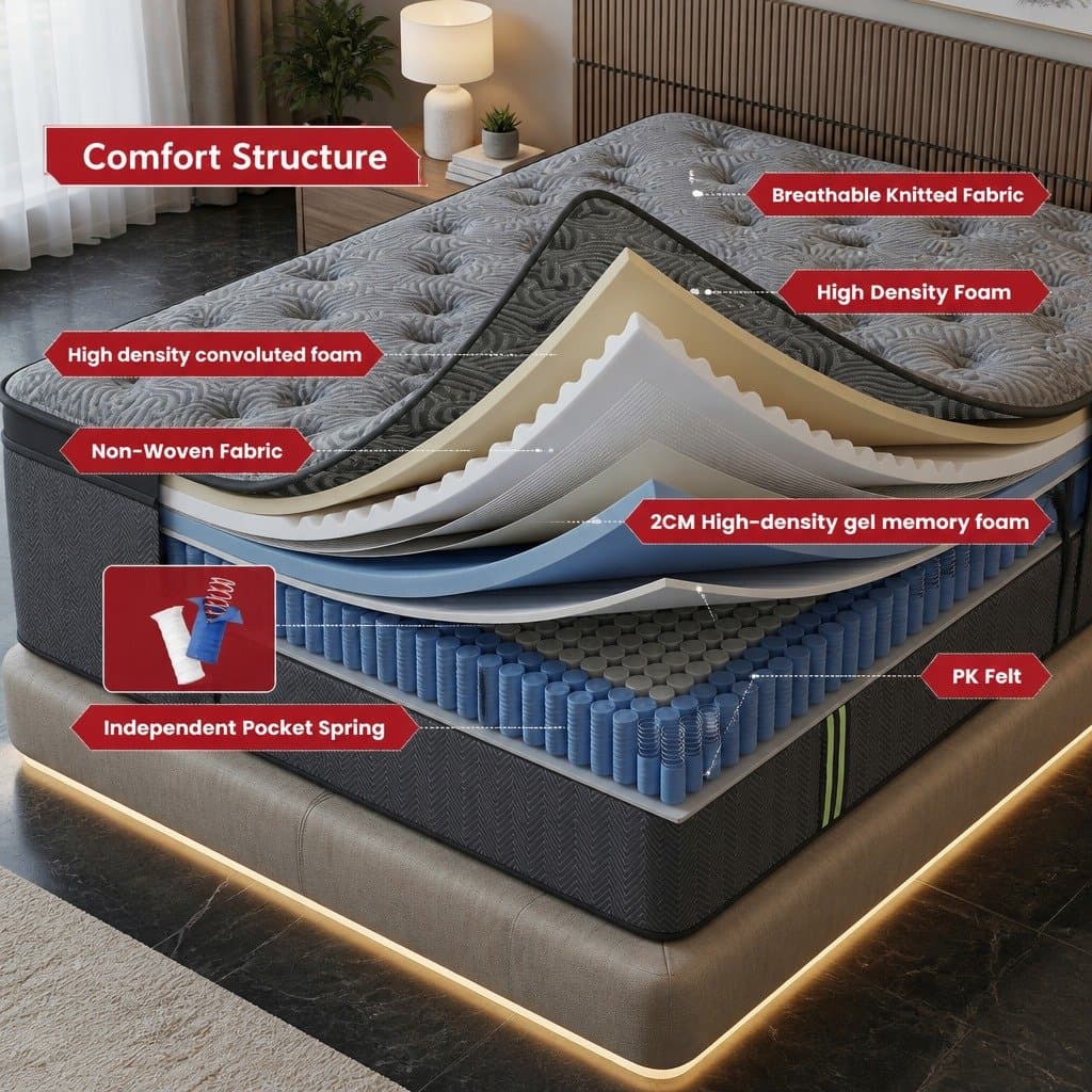 34cm King Single Mattress with Hybrid Pocket Springs