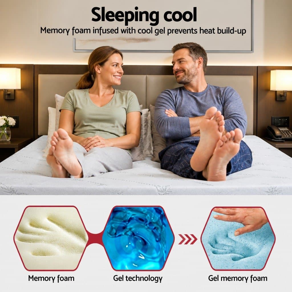 Queen Gel-Infused Memory Foam Mattress Topper 5cm