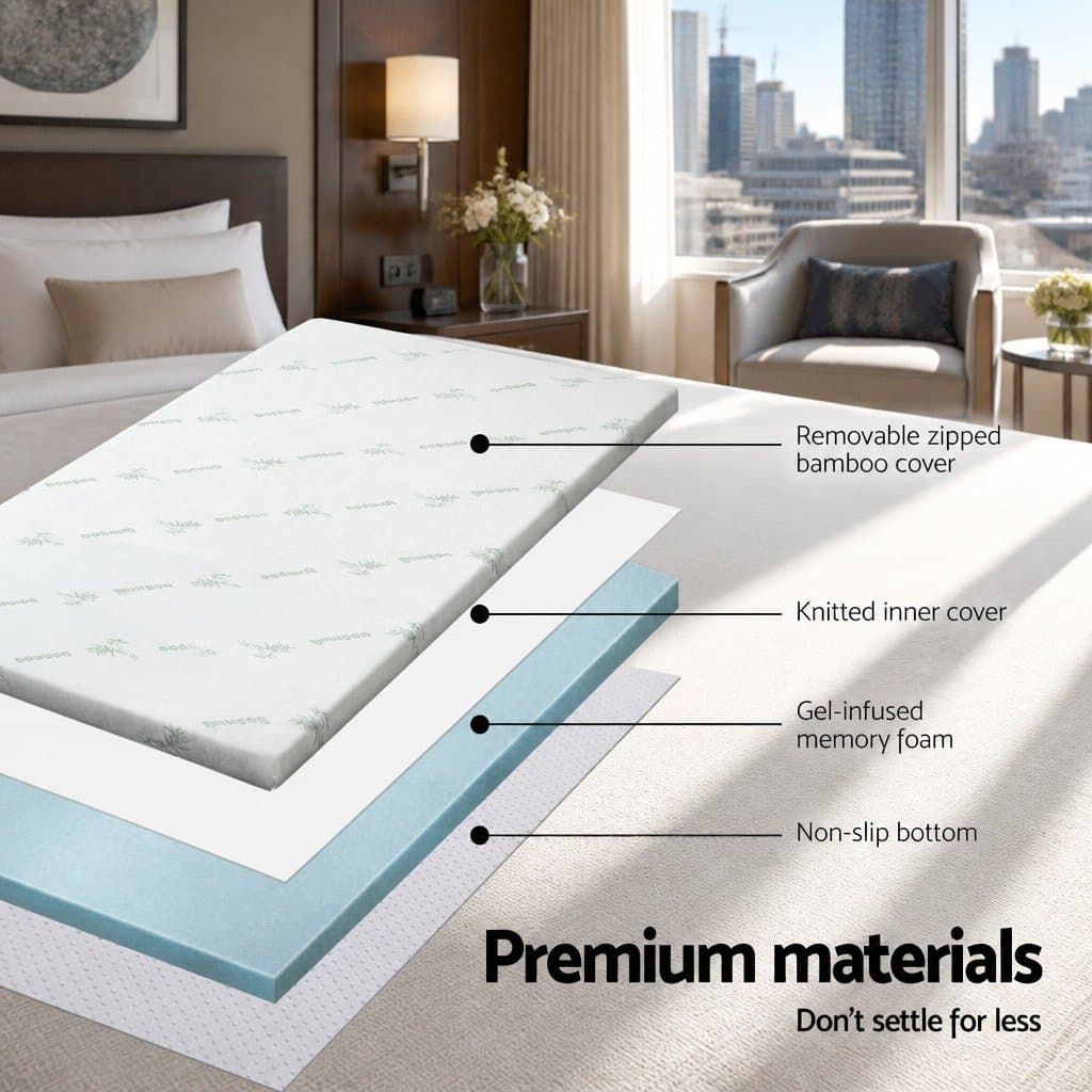 Queen Gel-Infused Memory Foam Mattress Topper 5cm