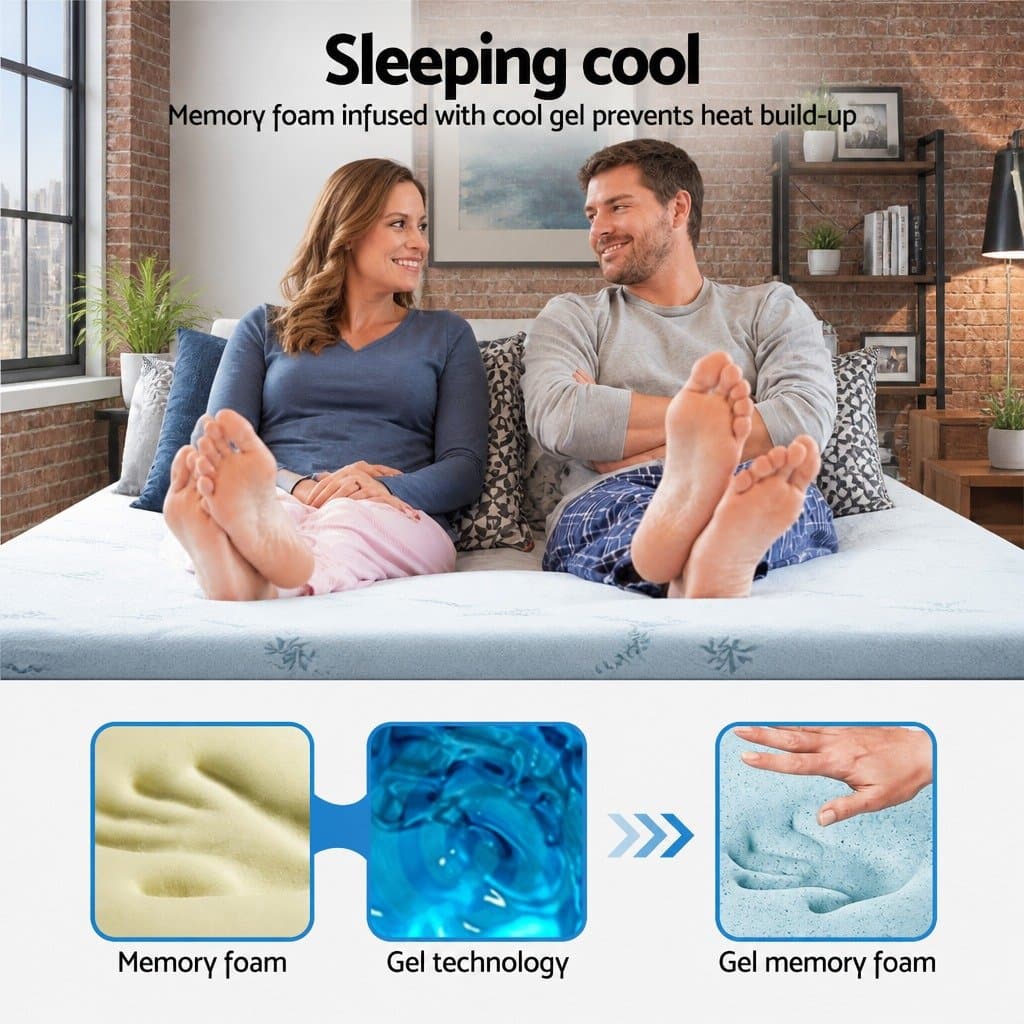 Cool Gel Memory Foam Mattress Topper for Double Beds 8cm