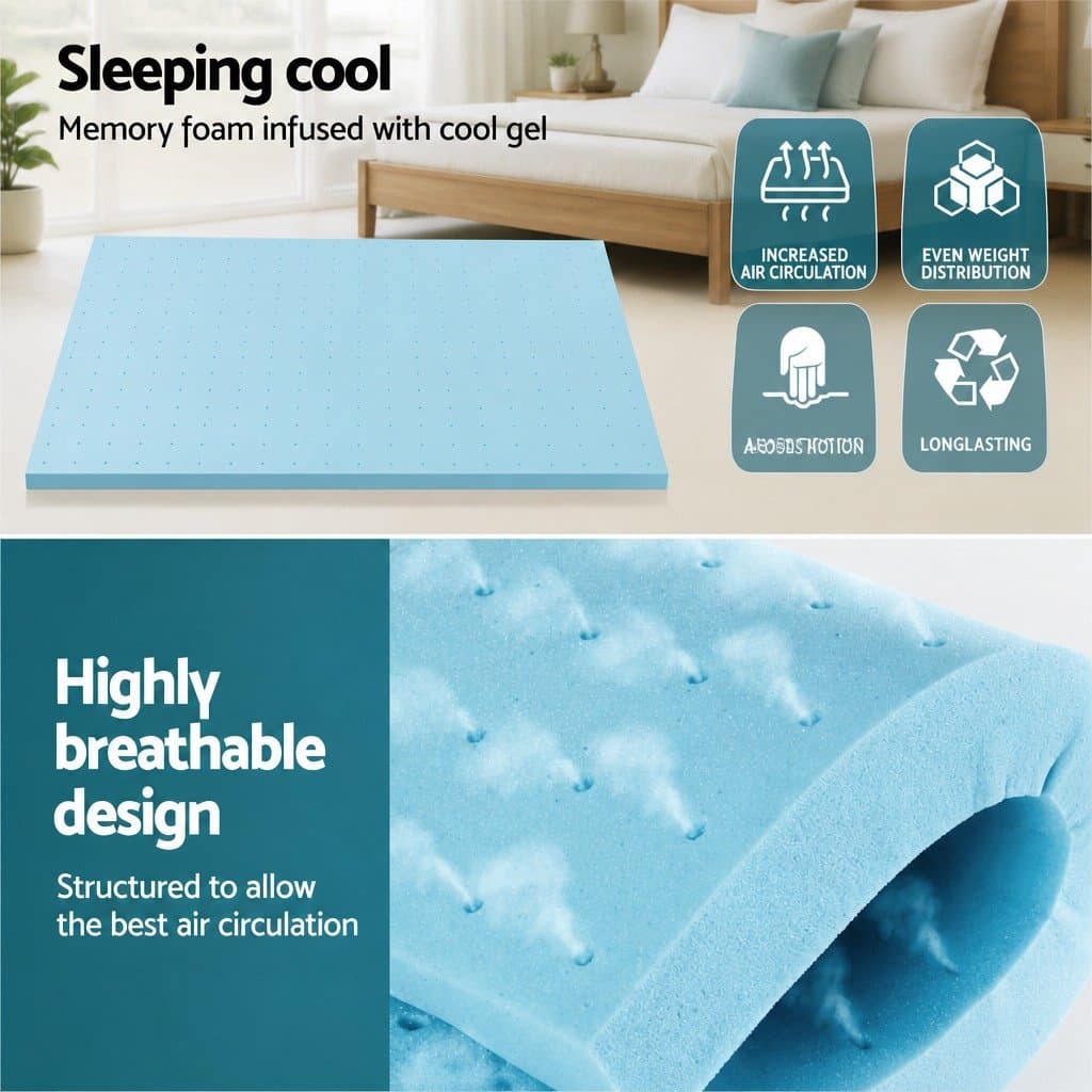 5cm Memory Foam Mattress Topper with Gel Support Queen Size