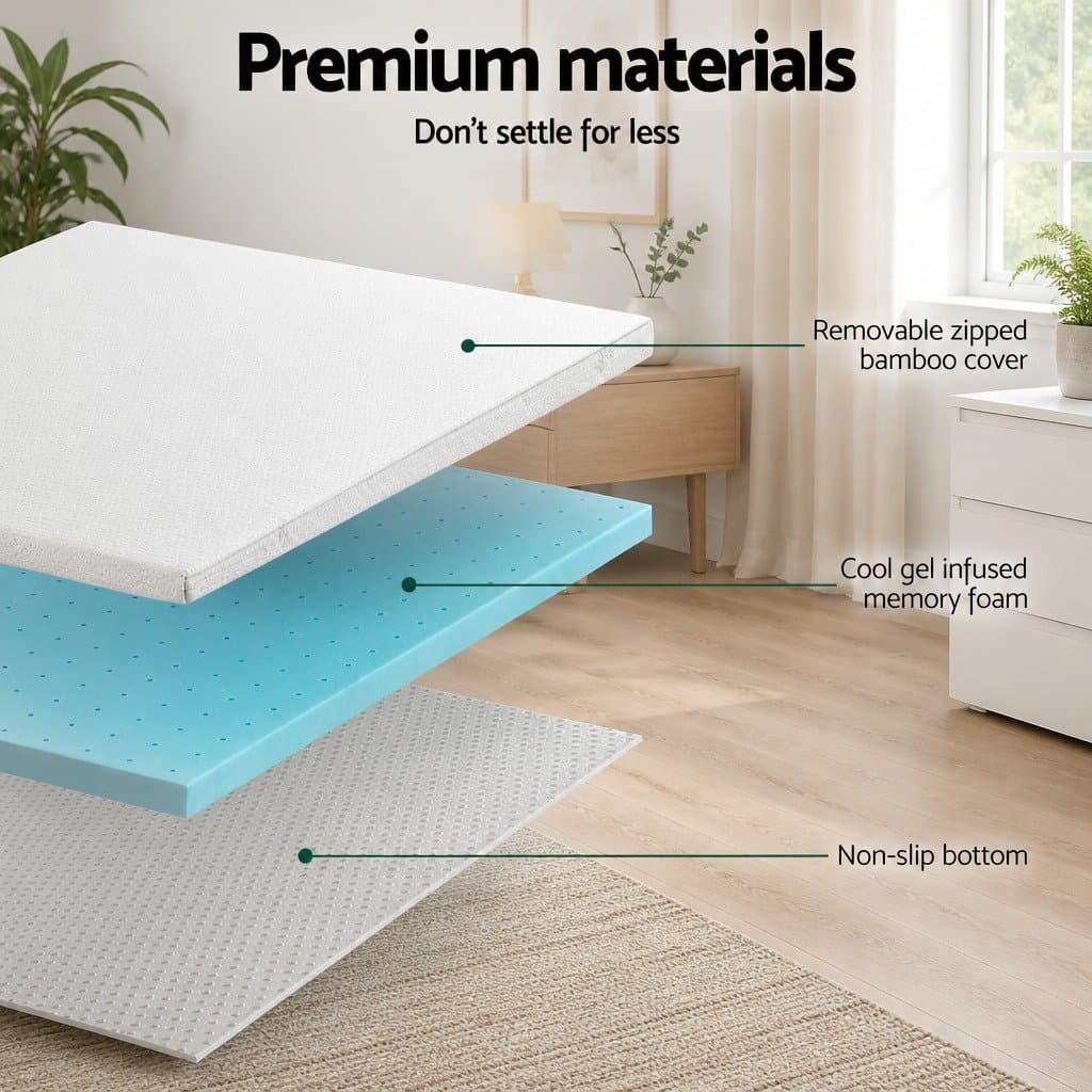 5cm Memory Foam Mattress Topper with Gel Support Queen Size
