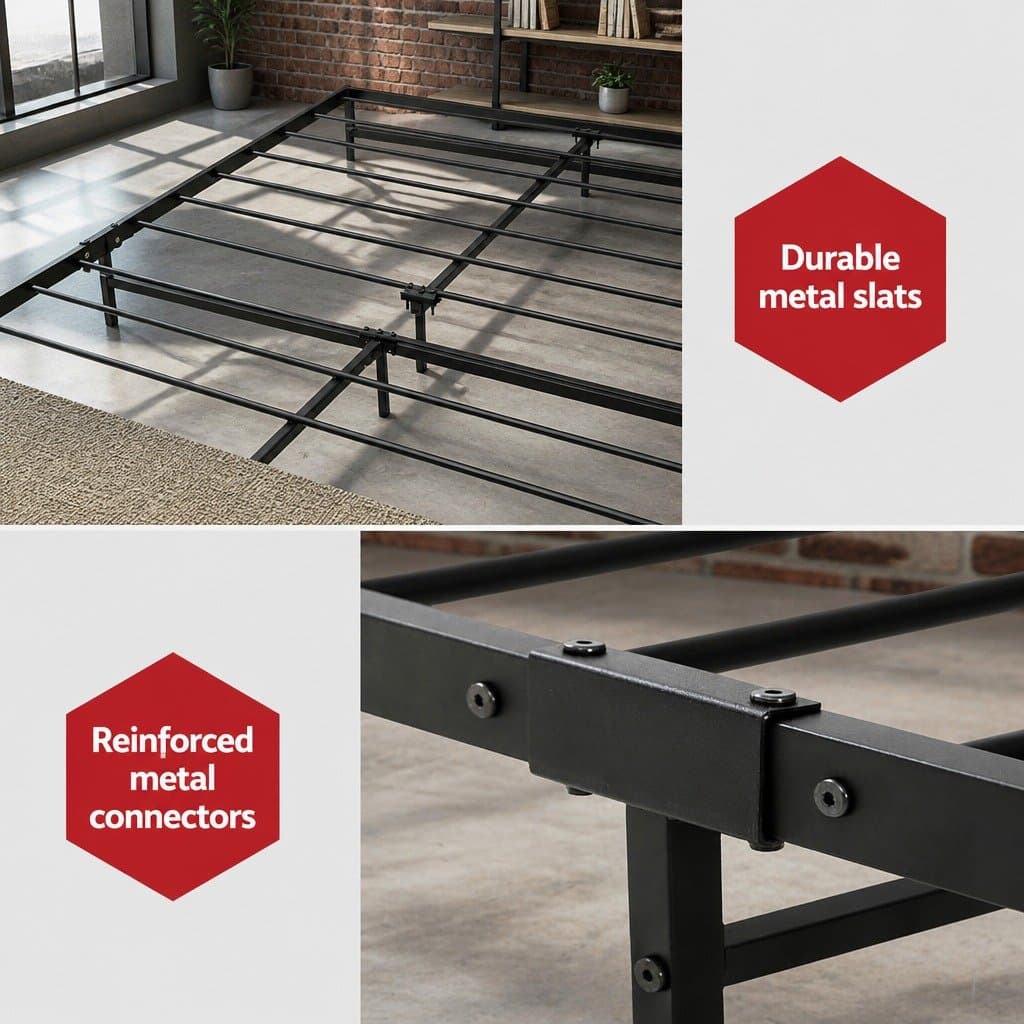 Industrial Metal and Wood King Single Bed Frame
